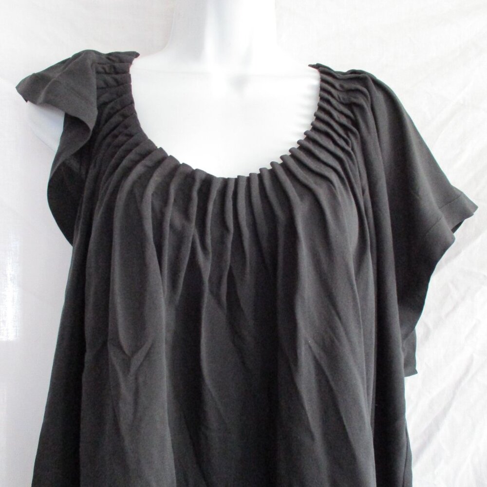 ANN DEMEULEMEESTER PLEATED SILK Blouse Top Goth 38 BLACK Rocker Womens - Picture 3 of 7
